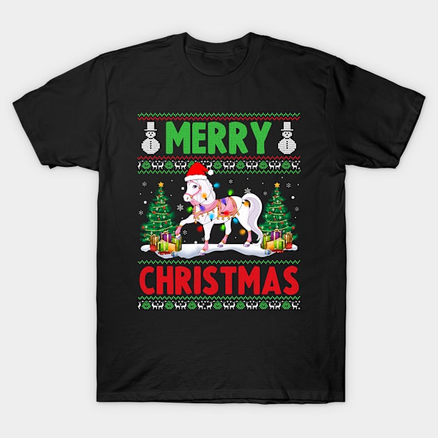 Funny Horse Animal Lover Xmas Lighting Horse Christmas T-Shirt by Creative Design